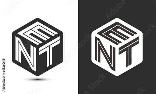 ENT letter logo design with illustrator cube logo, vector logo modern alphabet font overlap style.