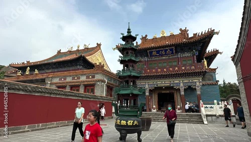 Time lapse photography of the exterior of the Jokhang Temple building in Hohhot City, China,
