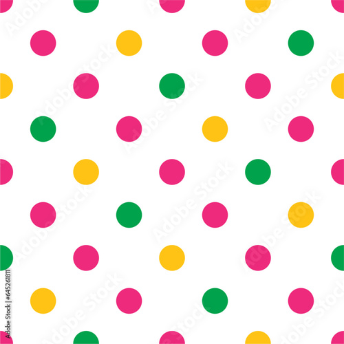 seamless pattern colorful polka dots vector illustration,isolated on white background.