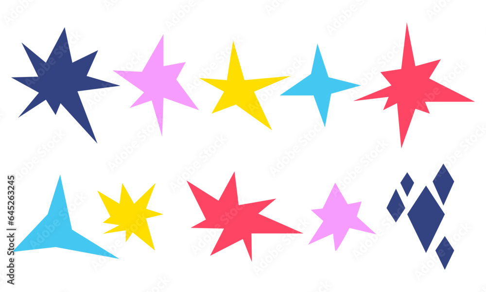 A set of multicolored stars. Bright sparks on white, a symbol of fireworks. Shimmering decoration, glowing light effect, bright flash. Vector illustration of isolated flicker, flashes, bursts A set of multicolored stars. Bright sparks on white, a symbol of fireworks. Shimmering decoration, glowing light effect, bright flash. Vector illustration of isolated flicker, flashes, bursts