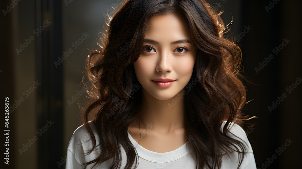 Portrait of a Asian beauty smiling pretty asian woman wear white shirt Portrait of a Asian beauty smiling pretty asian woman wear white shirt
