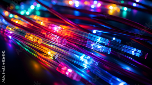 fiber optic cables with optic network connected to switch
