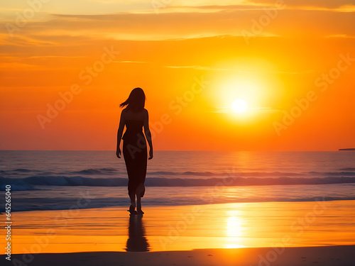 summer people in silhouette enjoying the sunset on the beach © Design Desk MRM