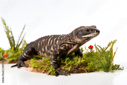 Wild shingleback lizard on a white background