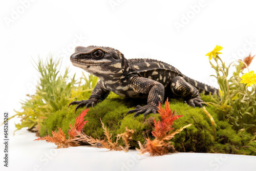 Wild shingleback lizard on a white background