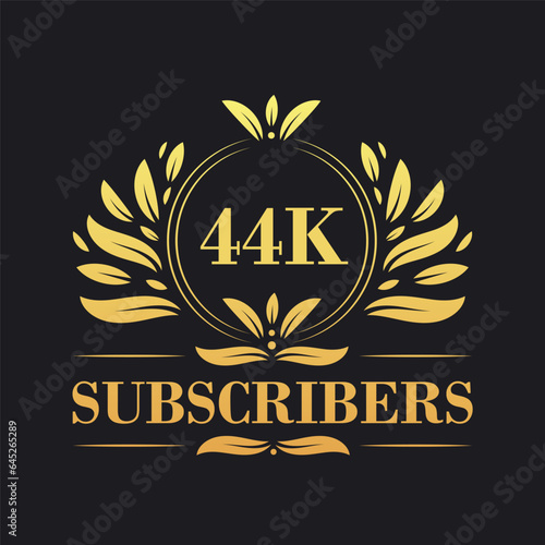 44K Subscribers celebration design. Luxurious 44K Subscribers logo for social media subscribers