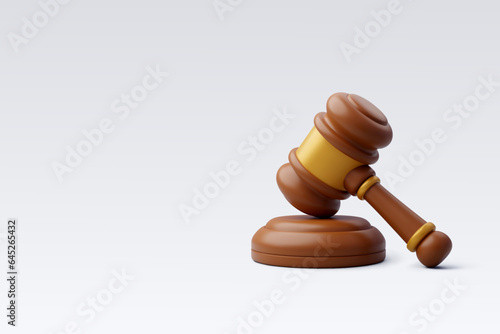 3d Vector Wooden judge gavel and soundboard, Law and fairness concept.