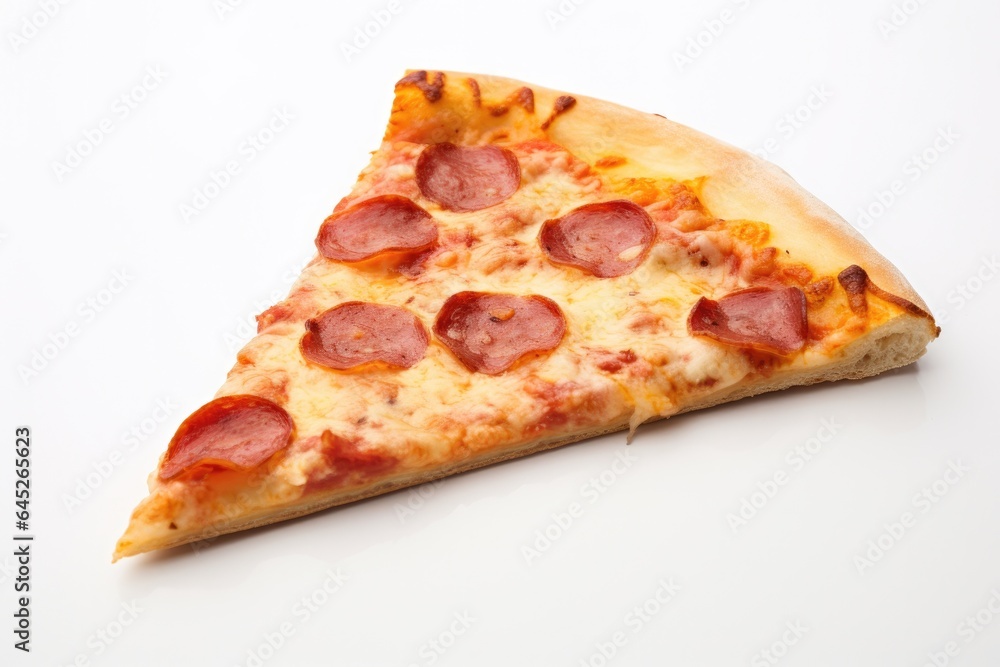Slice of delicious fresh pizza isolated on white background Slice of delicious fresh pizza isolated on white background