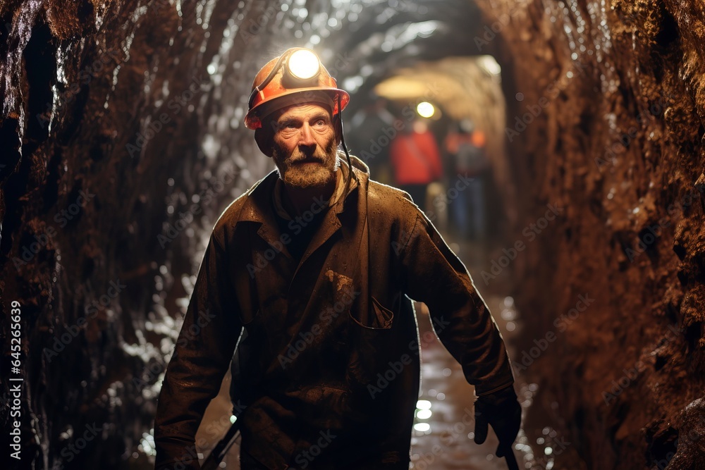 Dedicated miners work hard underground, extracting valuable resources in a challenging industrial environment. 'generative AI'	
