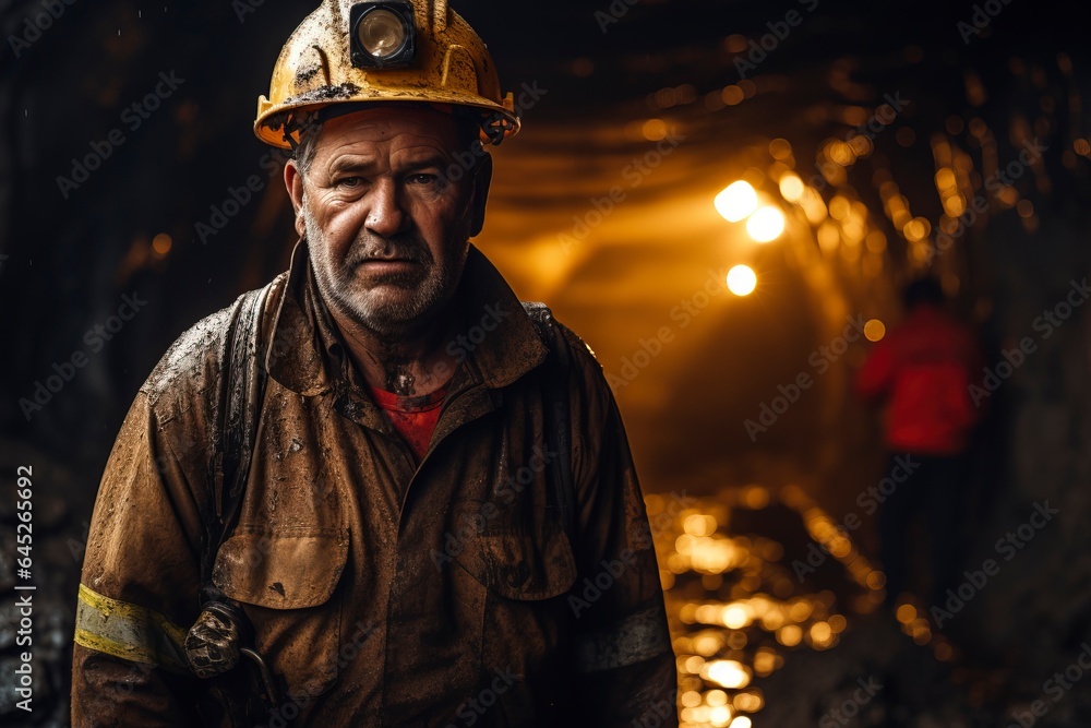 Dedicated miners work hard underground, extracting valuable resources in a challenging industrial environment. 'generative AI'	