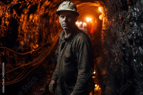 Dedicated miners work hard underground, extracting valuable resources in a challenging industrial environment. 'generative AI' 
