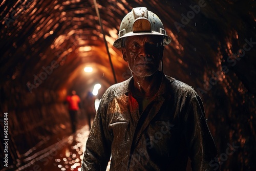 Dedicated miners work hard underground, extracting valuable resources in a challenging industrial environment. 'generative AI' 