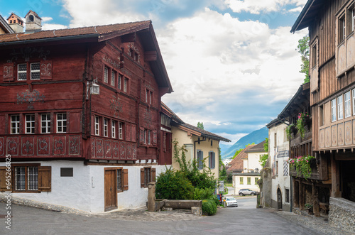 Werdenberg, Switzerland - July 4, 2023: Werdenberg is a town with historical town charter in the eastern Swiss canton of St. Gallen. It is the smallest town of Switzerland. photo