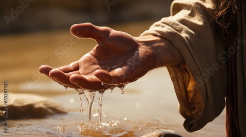 Photo John the Baptist. Hand with water dripping