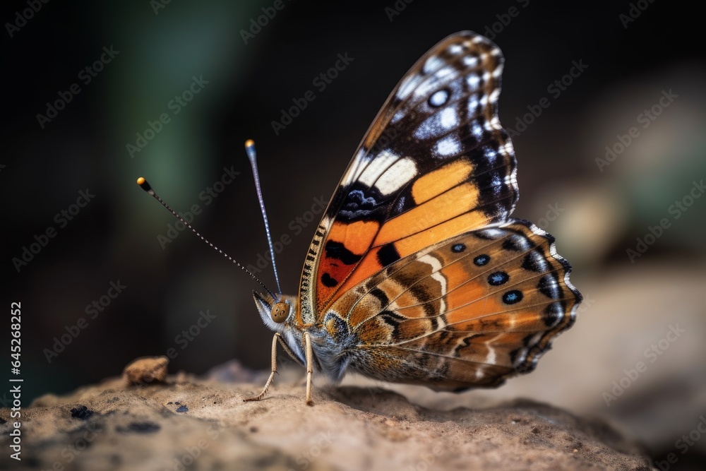 Fototapeta premium A butterfly perched on a rocky surface