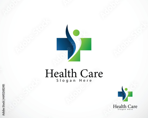 health care logo creative design people plus sign symbol medical clinic