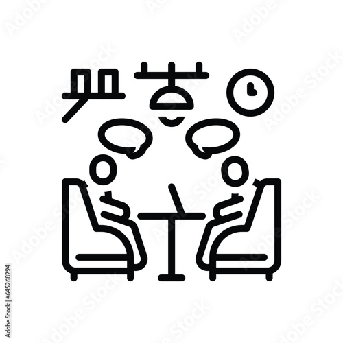 Black line icon for discussed 