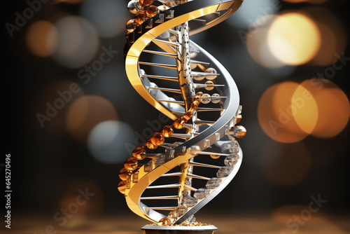 A dynamic visualization of a DNA helix intertwines with innovative engineering tools, hinting at the future of genetic modification and biotechnology © Davivd