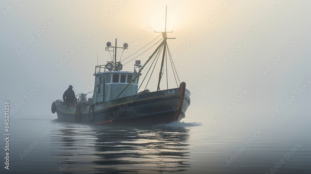 Fishing boat is poised for its next maritime pursuit, its presence a testament to the fusion of man and machine, where the vessel becomes an extension of the fisherman. Generated by AI. Fishing boat is poised for its next maritime pursuit, its presence a testament to the fusion of man and machine, where the vessel becomes an extension of the fisherman. Generated by AI.