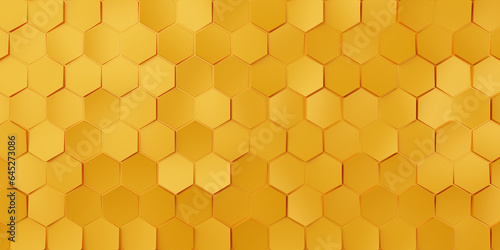 orange honeycomb wall texture, orange hexagon clusters digital illustration, abstract geometric background. 3d render © Chandan