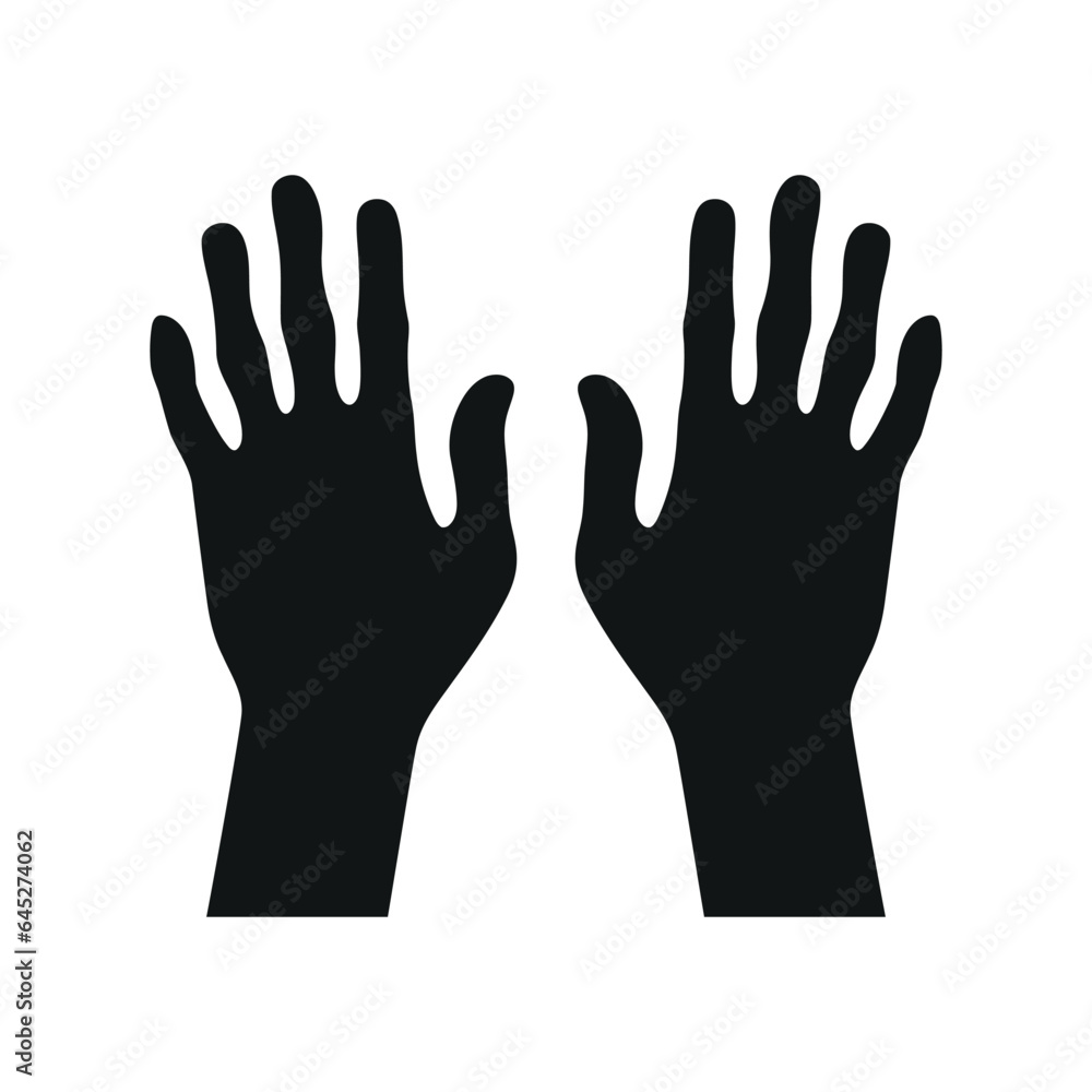 Fototapeta premium Hands icon. Silhouettes human hands. Human palm sign