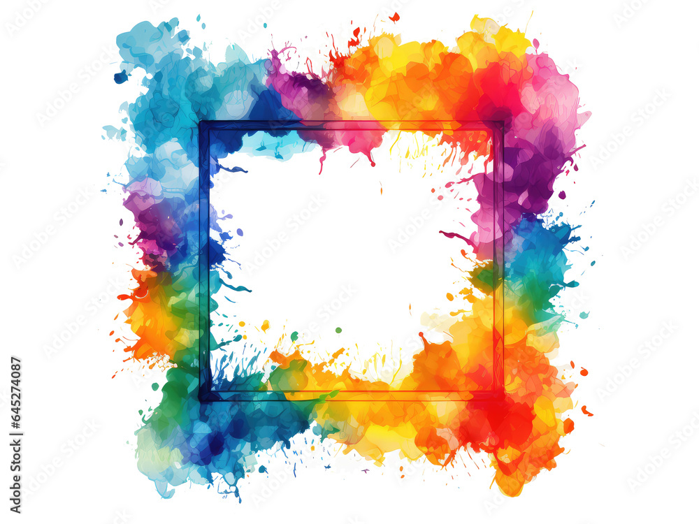 Fototapeta premium colorful watercolor photo frame . Generative AI