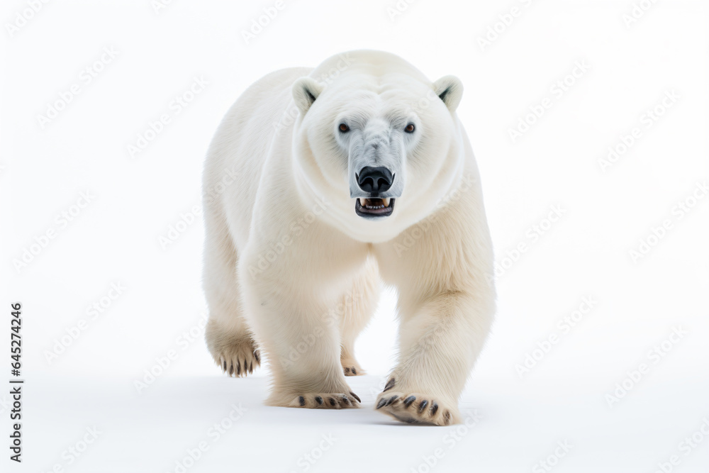 a polar bear walking across a white field a polar bear walking across a white field