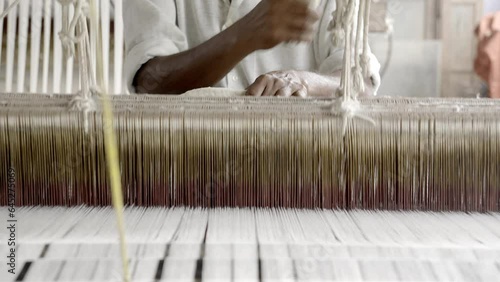 Indian traditional handloom wooden weaving machine,