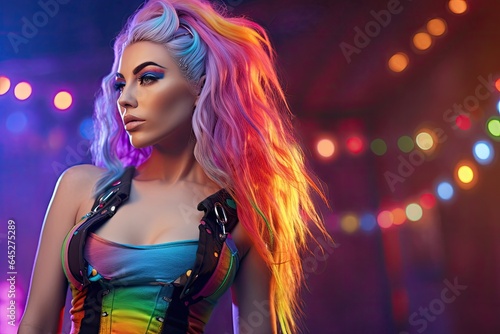cyberpunk girl in neon lights