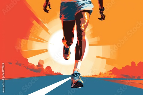 Colorful Running marathon poster, people run, colorful poster. Vector illustration.