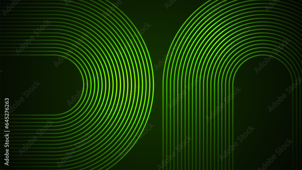 Dark green simple abstract background with lines in a curved style ...
