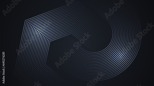 Black simple abstract background with lines in a curved style geometric style as the main element.