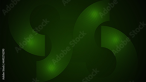 Dark green simple abstract background with lines in a curved style geometric style as the main element.