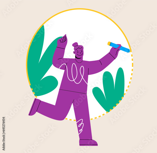 Woman setting personal boundaries concept. Colorful vector illustration