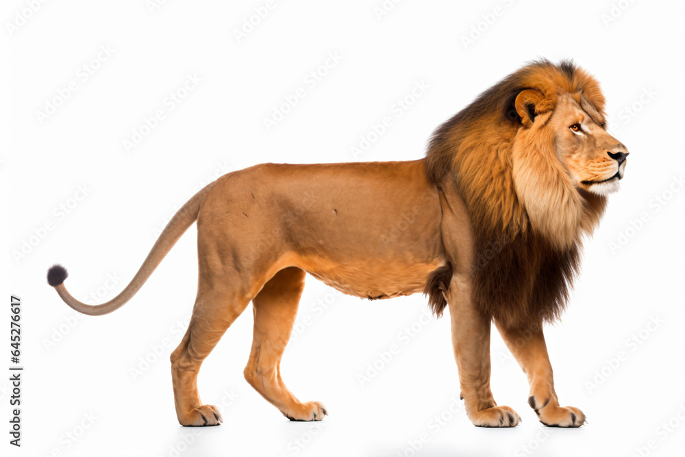Obraz premium a lion standing on a white surface