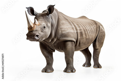 a rhino standing on a white surface with a white background © illustrativeinfinity