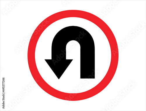 U turn sign vector art white background