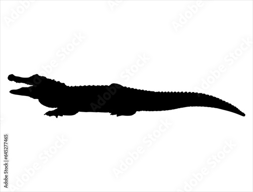 Alligator silhouette vector art white background