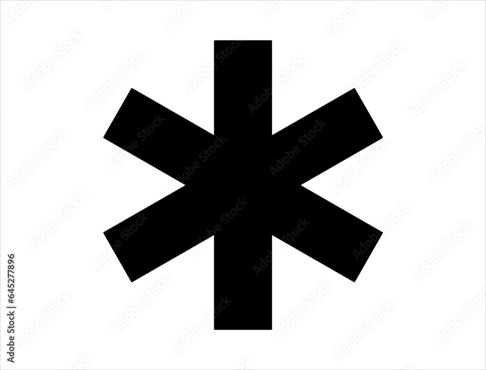 Fototapeta premium Asterisk symbol silhouette vector art white background