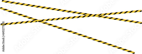 Yellow caution and danger ribbons and line tapes with black stripes for police, safety on construction, barrier. Vector. Attention, crime zone signs, banner. Security border and area.