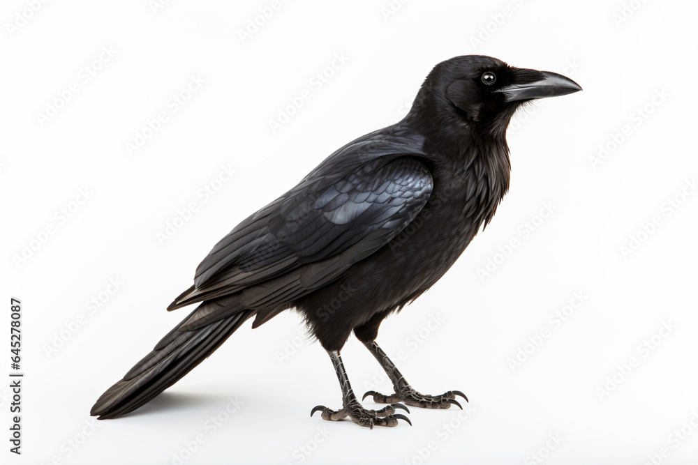 a black bird standing on a white surface a black bird standing on a white surface