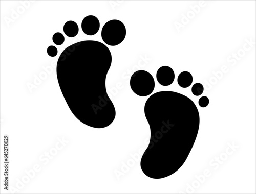 Baby feet silhouette vector art white background