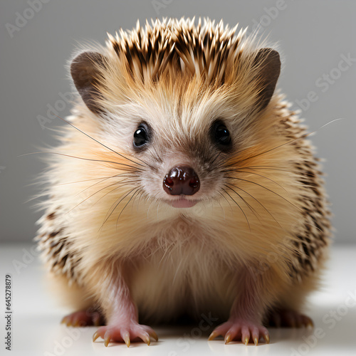 Super Realistic Hedgehog Close-Up Photography by Fuji Adorable Spiky Quills on a White Background, Ai generative 