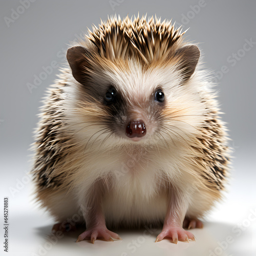 Super Realistic Hedgehog Close-Up Photography by Fuji Adorable Spiky Quills on a White Background, Ai generative 