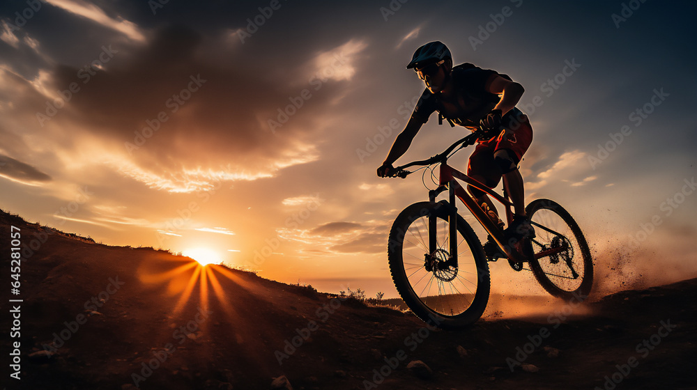 MountainBiker hiking on mountain. Extreme Sports and Mountain Bike photos. Ai generative. MountainBiker hiking on mountain. Extreme Sports and Mountain Bike photos. Ai generative.