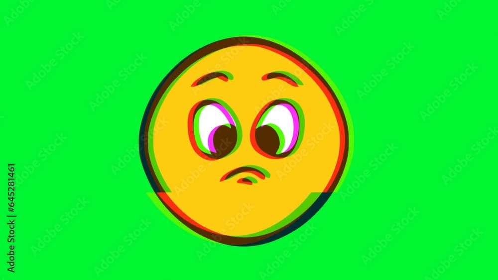Sad emoticon with glitch effect. Cartoon face animation, Emoji motion graphics Sad emoticon with glitch effect. Cartoon face animation, Emoji motion graphics