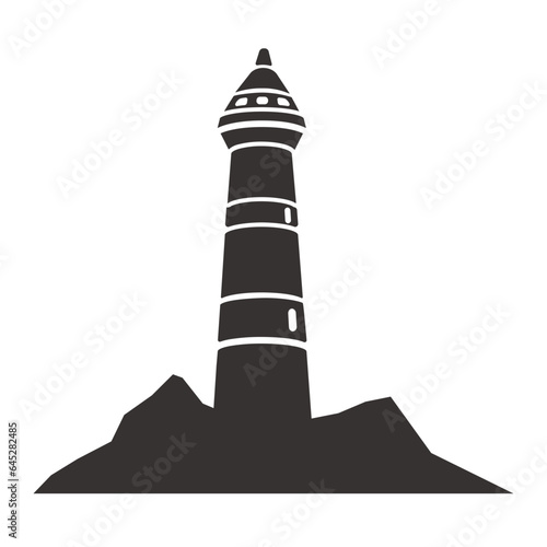 Lighthouse silhouette flat illustration