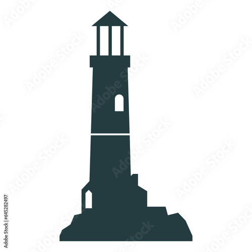Lighthouse silhouette flat illustration