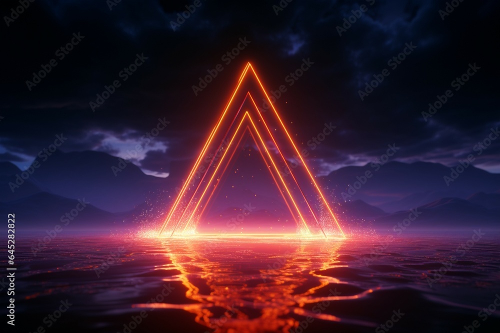 Triangular neon cosmos An abstract 3D rendering of the universes essence
