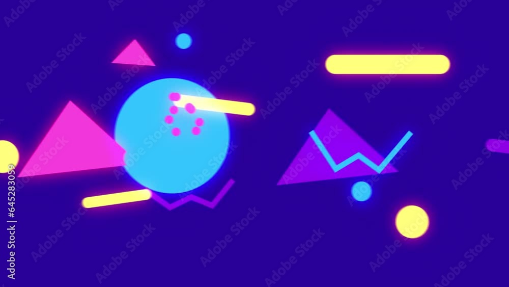 Memphis seamless animation with geometric shapes in 80s 70s style ...